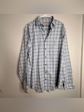 Peter Millar Blue Plaid Button-Down Shirt Large